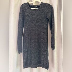 Express Charcoal Shimmer Long Sleeve Dress